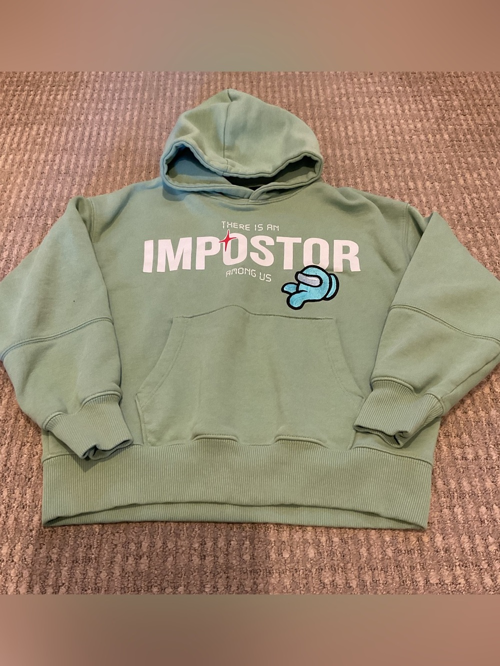 Zara among us IMPOSTOR Graphic Hoodie sweatshirt size 9/10 unisex